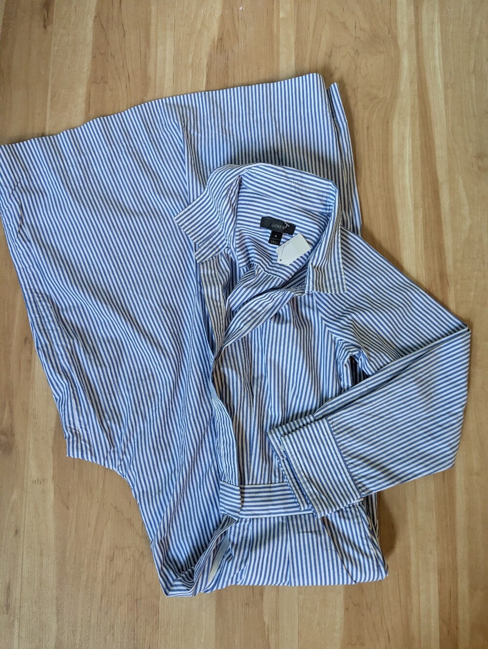 J. Crew Blue and White Striped Shirt Jumpsuit